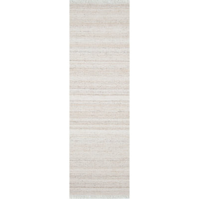 Tapis intérieur / extérieur beige tissé à plat à la main Biscotti