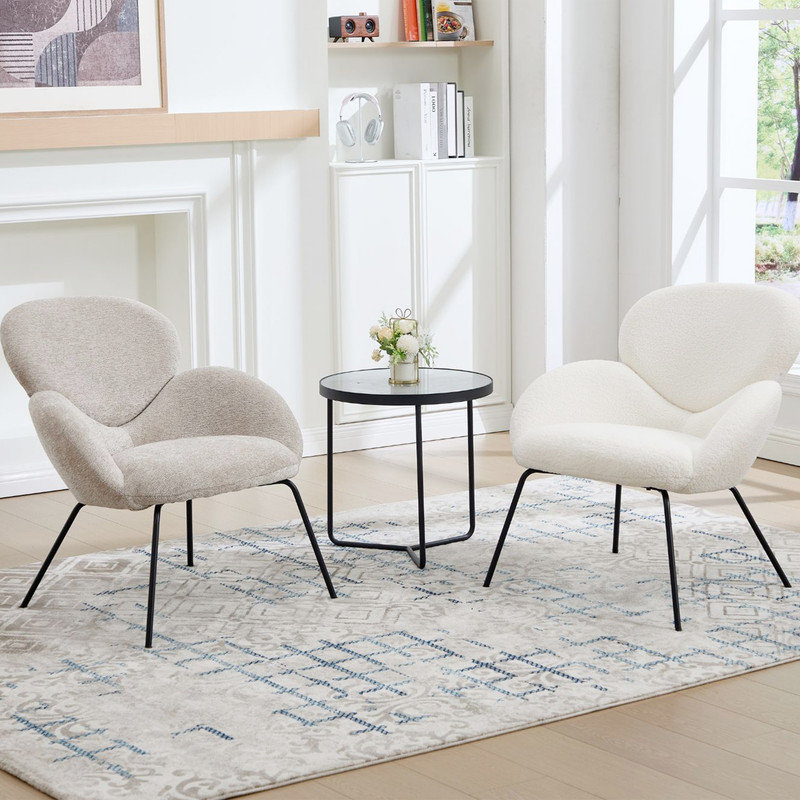Metal Accent Stool, Grey, Chenille