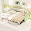 Lit de jour double rembourré avec bandes lumineuses à DEL, beige