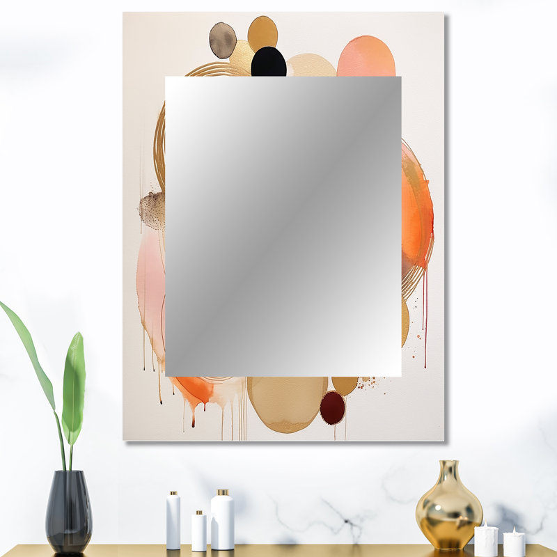 Afternoon Dreams Boho Chic Vintage Pink Gold II - Geometric Decorative Mirror, Pink Wall Mirror, Printed Metal Art, 40" x 30"