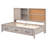 Twin Size Daybed with 3 Drawers, Storage Shelves, Cork Board & Built-In USB Ports – Wood Frame, Antique Gray-1383335429