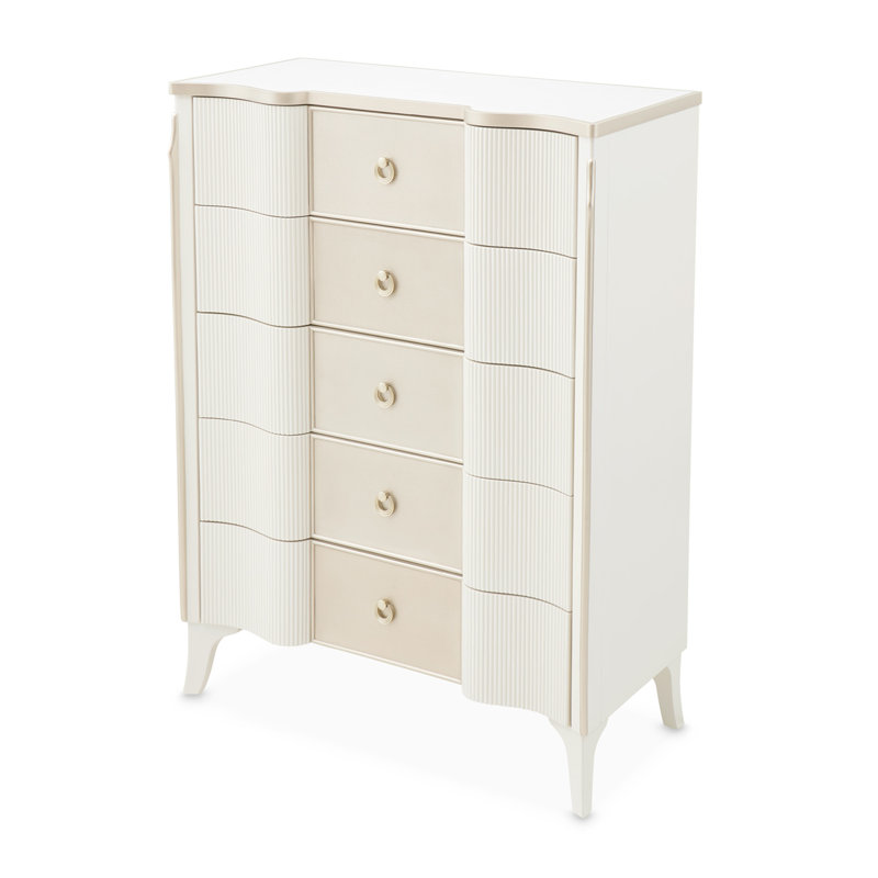 Commode 5 tiroirs La Marisia - Perle crémeuse