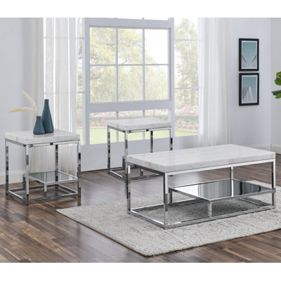 3 Piece Coffee Table Set -  Steve Silver Furniture, AS200-2E-3PC-W