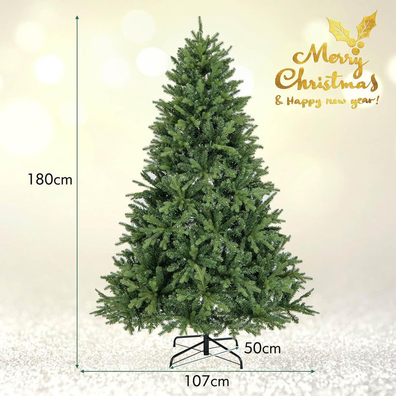 Lighted Artificial Pine Christmas Tree, 180cm H