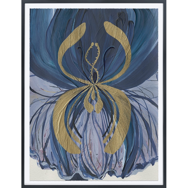 Blue Dragon Print by Morlock, Jody, 49" H x 36" W, Black Framed