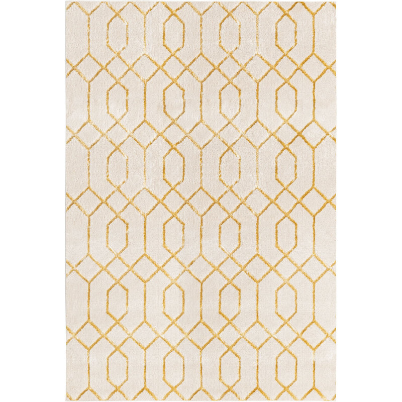 Tapis contemporain blanc cassé Corando, Rectangle 6 pi x 9 pi