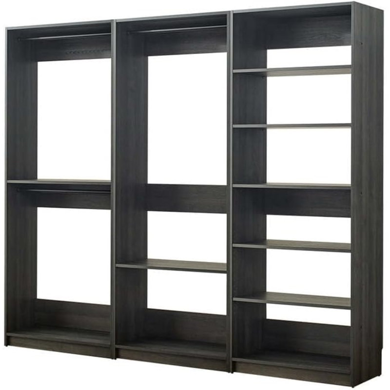  Gray Freestanding Walk in Wood Closet System for Contemporary Closet Room Design