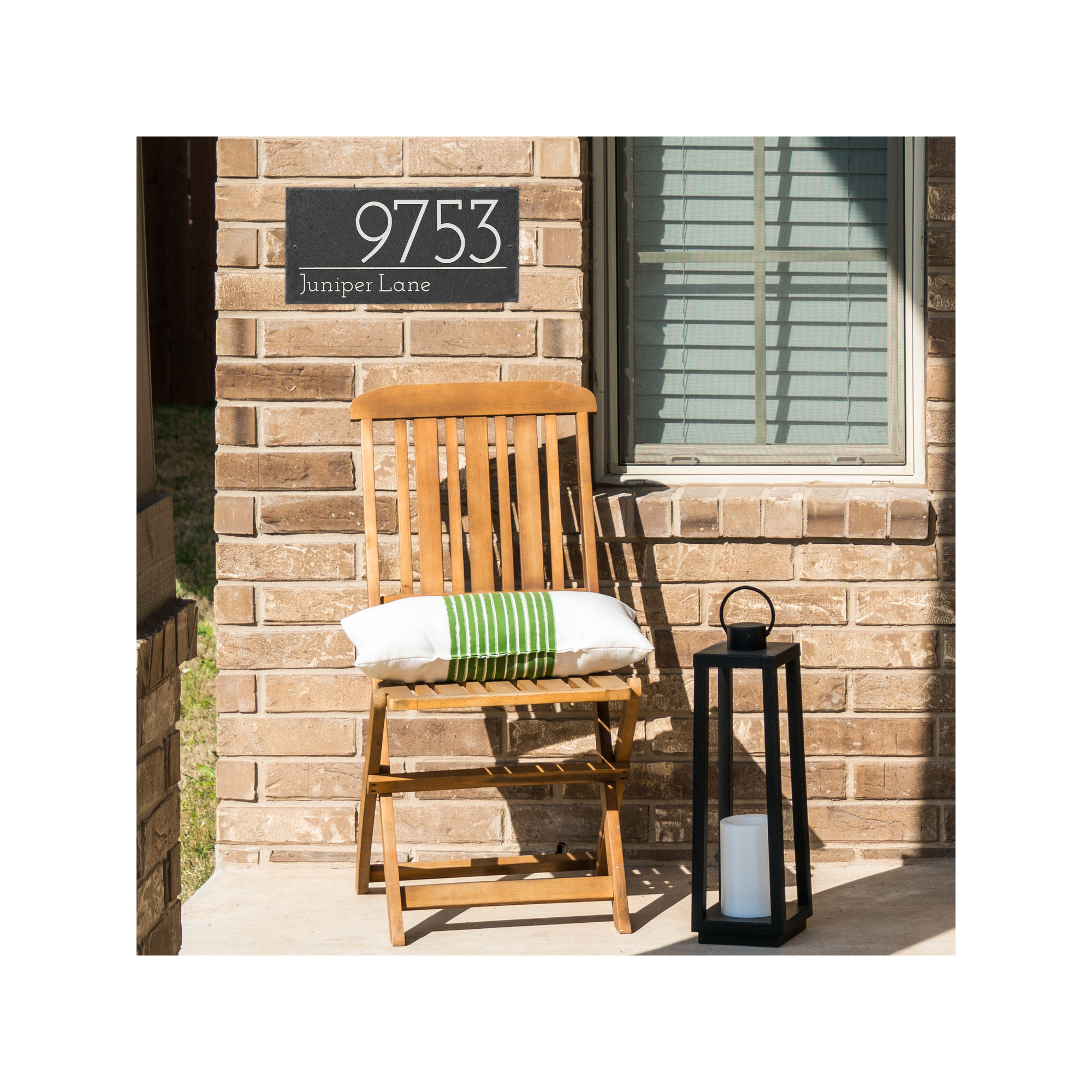 Leighton 2-Line Personalized Etched Wall Slate Sign, White, Yes
