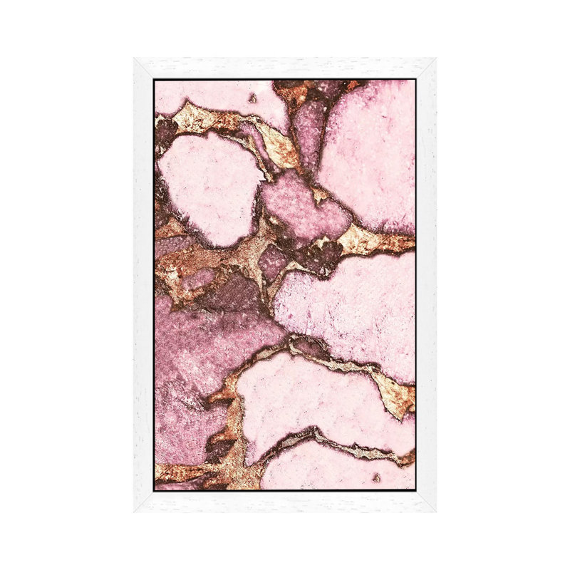 Gemstone And Gold - Pastel Rose by Monika Strigel - Floater Frame Print on Canvas, 101.6 cm H x 66.04 cm W, White Framed