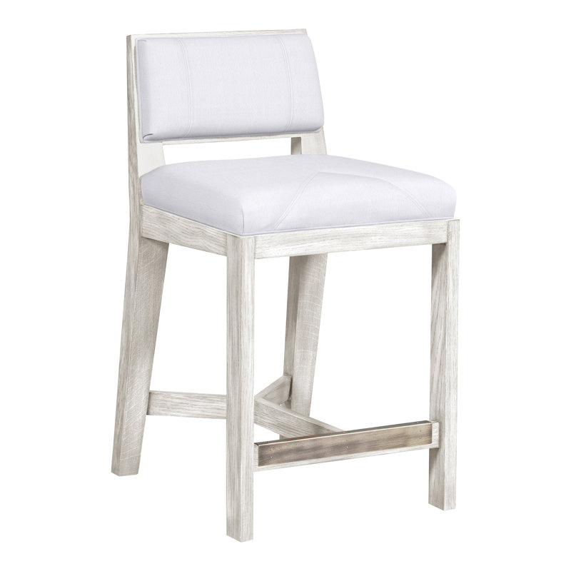 Thom Filicia Solid Wood 26.5" Counter Stool, Navada Snow, Casa Blanca