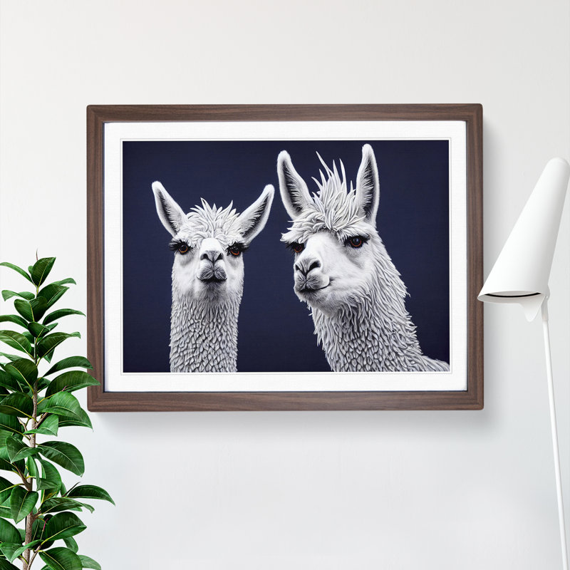 XH1022-9017X The Two Llamas Vol.3 - Single Picture Frame Print, 34cm H x 46cm W x 2cm D, Walnut Framed