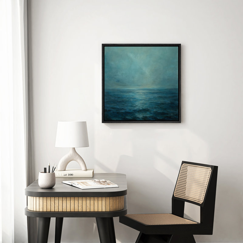 Art mural encadré, impression sur toile bleue pour chambre à coucher, Black, H 16 po x l 16 po