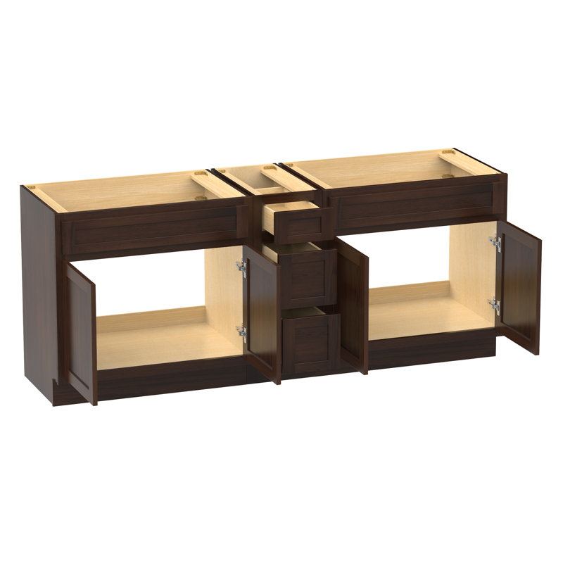 Base de meuble-lavabo double 72 po 72 po, Brun