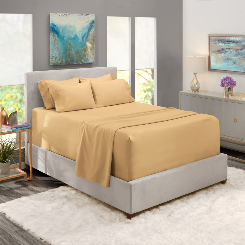 Microfiber Sheet Set, Camel, Twin XL Fitted Sheet