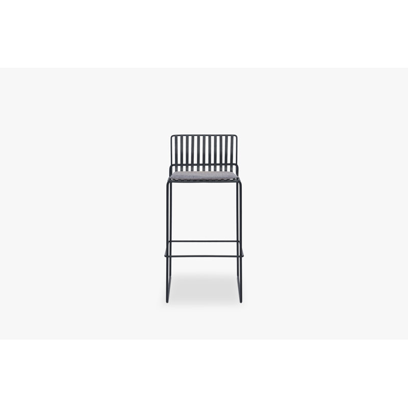 Ariss Upholstered Counter Stool with Metal Frame, Grey, Black