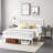 Bed Metal Platform Mattress Foundation With Headboard, Heavy Duty Steel Slat Support-732542236-729256918