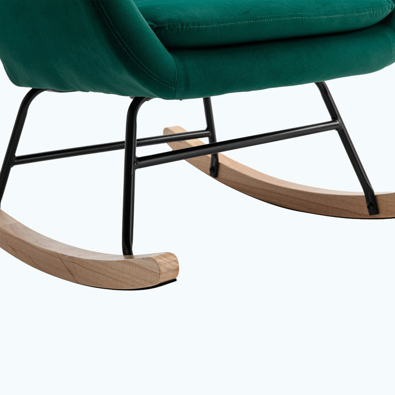 Fauteuil à bascule Teddy, Velours vert