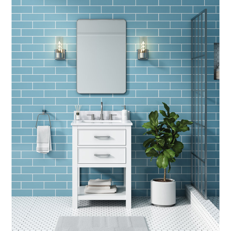 Brooks 25'' White Single Bathroom Vanity with Engineered Marble Top