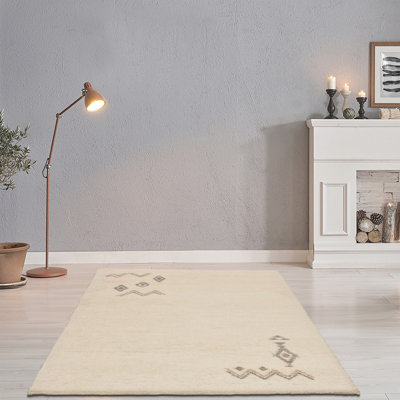 Hand Knotted Wool Cream Indoor Rug
