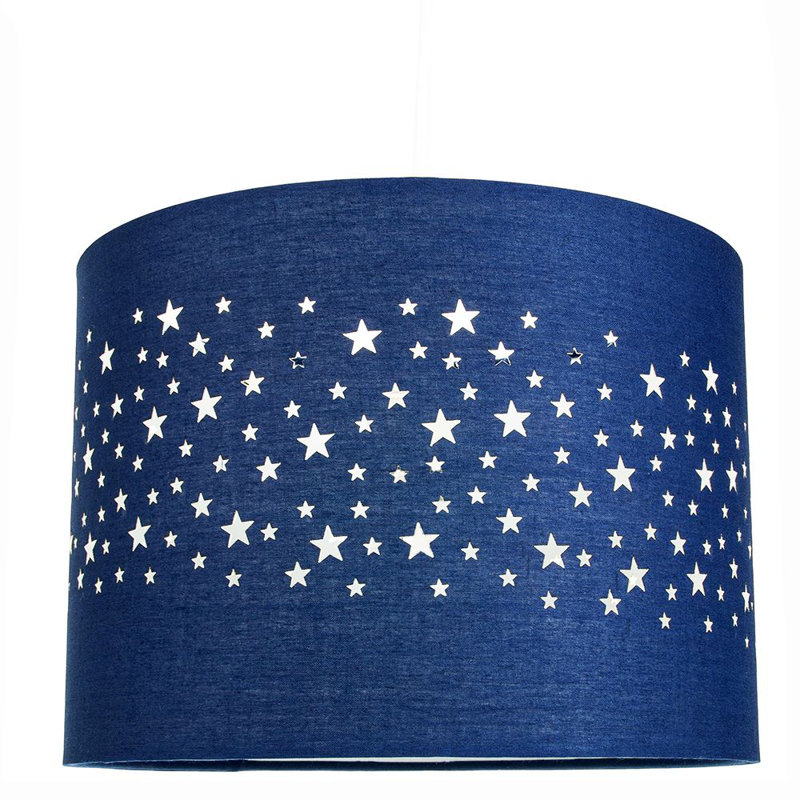 Stars Decorated Children/Kids Soft Cotton Bedroom Pendant or Lamp Shade, Blue