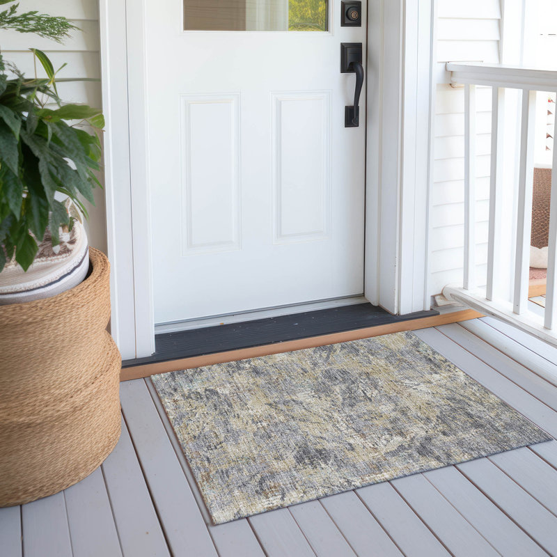 Machine Washable Indoor/Outdoor Chantille ACN2779 Abstract Rug, Gray, 2'6" x 3'10"