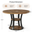 Table de conférence ronde de 39 pouces pour 2 à 4 personnes, petite table de réunion moderne avec tablette de rangement à 2 niveaux et base en métal pour bureau, salle de conférence, petits espaces (brun rustique + noir)