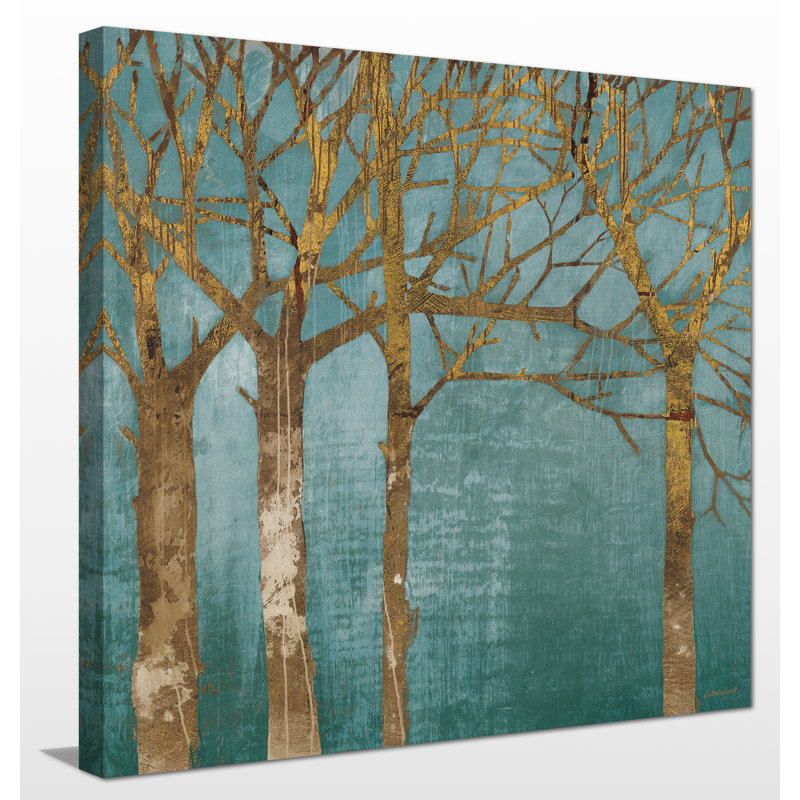 « golden day turquoise », reproduction de peinture à l’acrylique sur toile, H 36 po x l 36 po x P 1,5 po