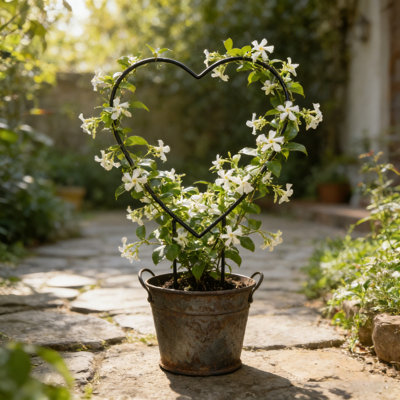 Courtyard Heart Shaped Wrought Iron For Potted Plants Ornament