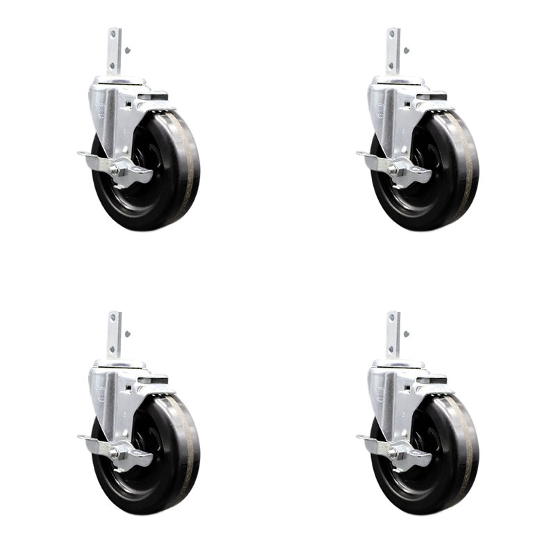 Phenolic Wheel Swivel Square Stem Caster Set with Brake SCC