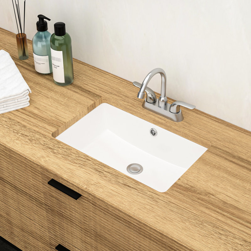 Lavabo de salle de bain en céramique 18 "x 12" encastré avec trop-plein - Conception élégante, faible absorption d'eau pour le comptoir