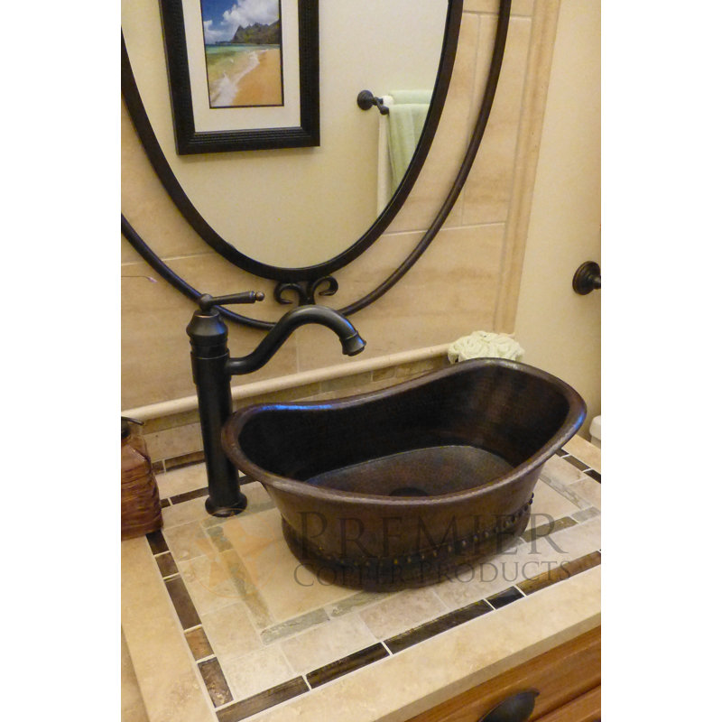 20" Bath Tub Vessel Hammered Copper Sink