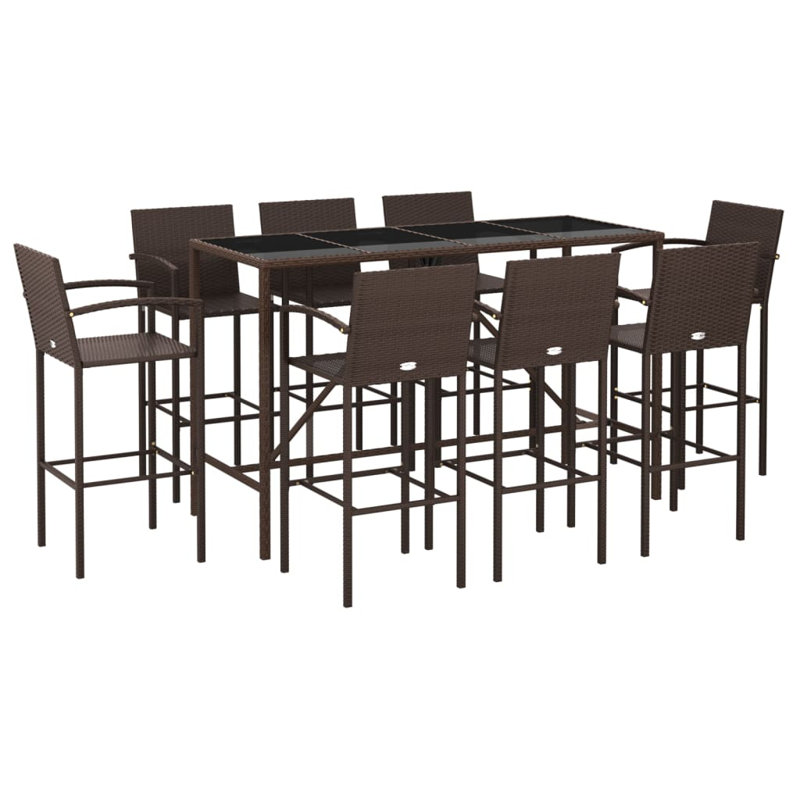 Dinari Bar Set with Stools, Brown