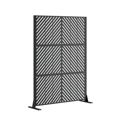 Metal Privacy Screen for Outdoor Freestanding, 72" H x 46" W Decorative Metal Fence Panels with Stable Base, Portable Divider Screens for Patio, Deck, Balcony, Backyard, Garden