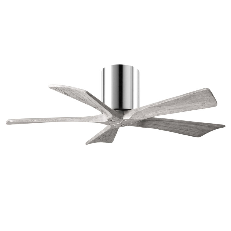 Ventilateur à pales encastré 5 pales Irene, Chrome poli, Ton bois de grange, 42"