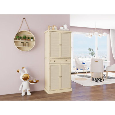 Armoire à 4 portes avec 1 tiroir, 4 tablettes intérieures réglables, armoire de rangement