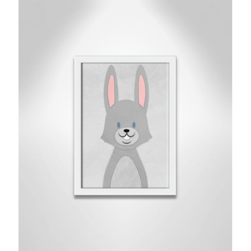 Art de lapin joyeux, H 14 po x l 10 po x P 1,18 po, Encadré de boîte blanc