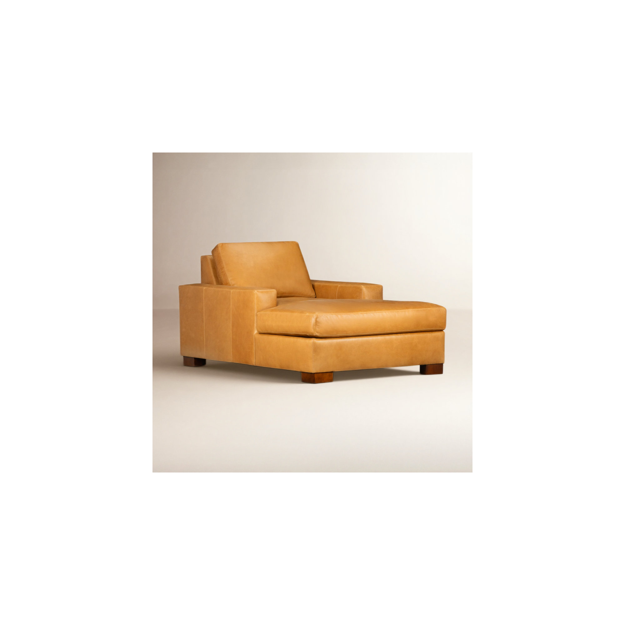 Jonie Genuine Leather Chaise Lounge, Steamboat Caramel Genuine Leather
