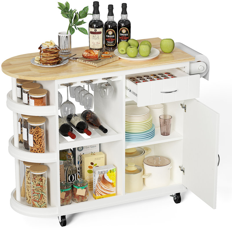 Îlot de cuisine, chariot de cuisine avec tiroir et support à vin