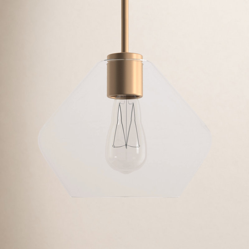 Luminaire suspendu géométrique 1 lumière Rooks, Laiton satiné