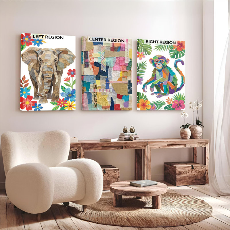 Ensemble de 3 reproductions de peinture à l'huile sur toile tendue sur toile, H 30 po x l 60 po