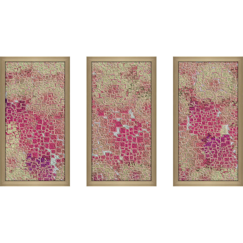 « connections pk asolo », ensemble de 3 reproductions d’art encadrées, L 40,5 po x H 25,5 po x P 1 po, Encadrement champagne
