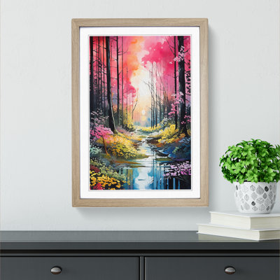 Spring Forest Neo-Plasticism - Single Picture Frame Print on Wood