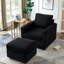 Chaise longue de salon en velours côtelé noir, confortable et pratique, réglable, rembourrée de mousse, structure en bois massif avec fauteuil en velours côtelé pour canapé modulaire, lavable et amovible-1367304042