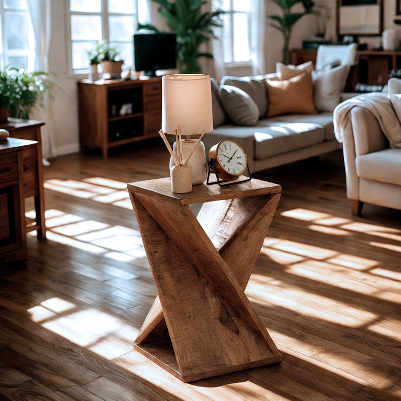 Table d'appoint fabriquée à la main en bois de manguier - table d'appoint rustique de 22 po de hauteur