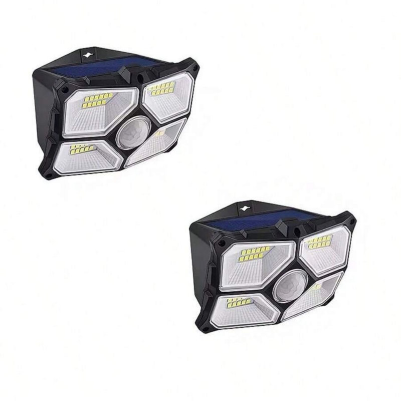 Ensemble de 2 lampes murales solaires à détecteur de mouvement - Lampe de sécurité extérieure imperméable pour cour, jardin et patio