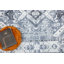 Tapis rétro vintage bleu et gris en faux cachemire-371662764
