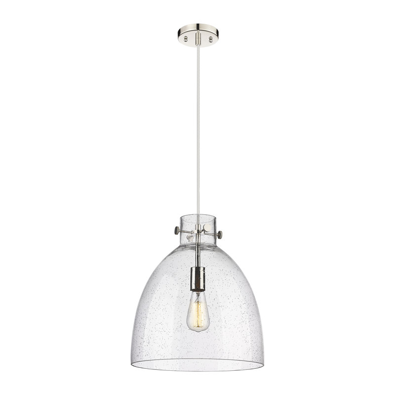 Luminaire suspendu à 1 lumière Badgett, Grainé, H 16 po x l 14 po x P 14 po, Nickel poli