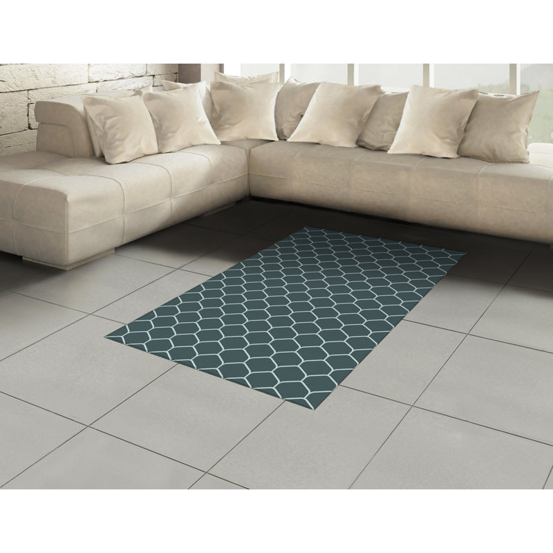 Tapis décoratif bleu à haute densité de fibres longues en polyester, Rectangle— 4 pi x 5 pi 8 po