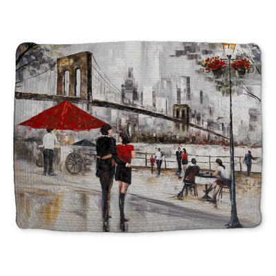Couple in New York City Brown Building Placemat - Home Decor