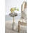 D12x24" Black Agate Brass Side Table With Cylindrical Marble Base-722201060